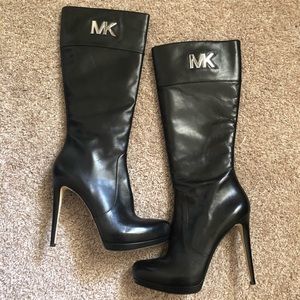 Tall MICHAEL KORS Black Leather Heeled Boots
